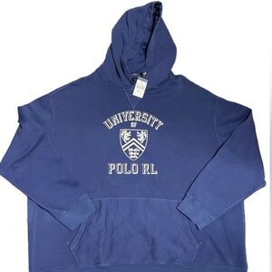 Polo Ralph Lauren University Mens Hoodie Blue Long Sleeve Hooded Sweatshirt
